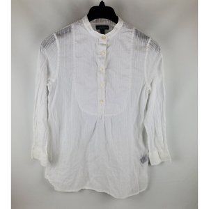 LRL Lauren Jeans Co Womens Long Sleeve 1/2 Button Up Blouse White Size Medium